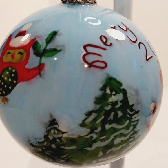 Pier 1 Li Bien "Merry Christmas" Reverse Painted Glass Christmas Ornament 2013 - Picture 6 of 8